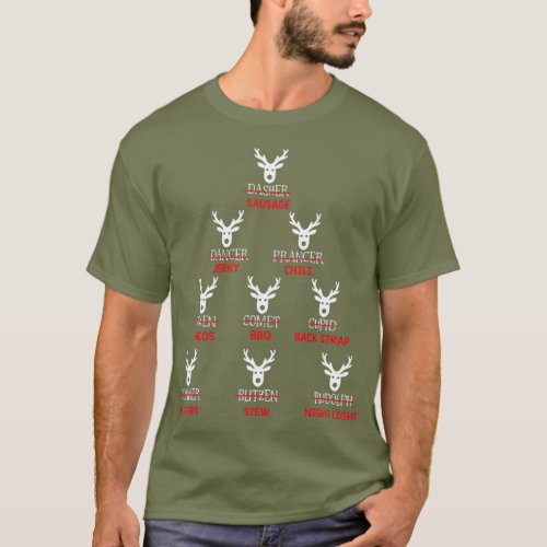 Funny Reindeer Christmas Tree Deer Bow Hunting T_Shirt