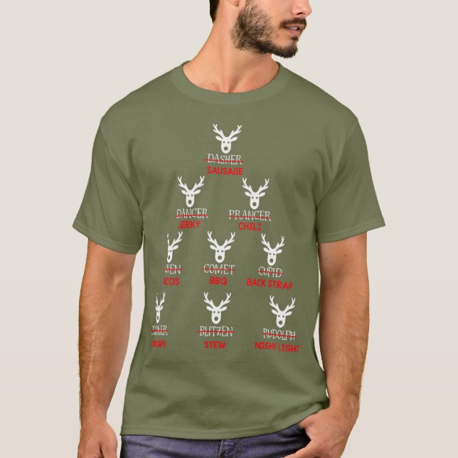 Funny Reindeer Christmas Tree Deer Bow Hunting T-Shirt (Front)