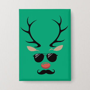Funny Reindeer Christmas Winter Family Cute Deer Button