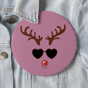 Funny Reindeer Christmas Winter Family Cute Deer Button