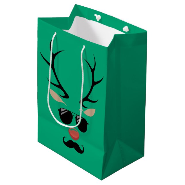 Funny Reindeer Christmas Winter Family Cute Deer  Medium Gift Bag (Front Angled)