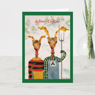 Funny Reindeer Couple Christmas Card