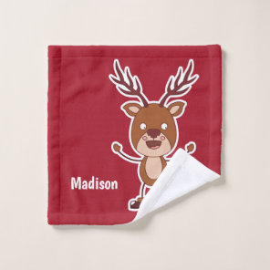 Funny Reindeer custom name wash cloth
