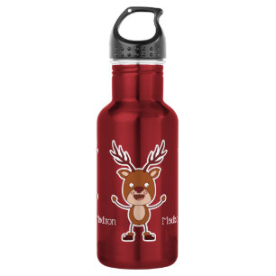 Funny Reindeer custom name water bottles