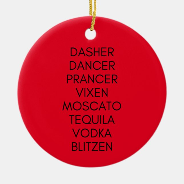 Funny Reindeer Drinking Names Ornament (Front)