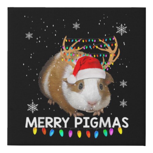 Funny Reindeer Guinea Pig Christmas Faux Canvas Print