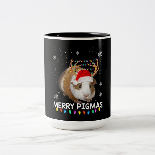 Funny Reindeer Guinea Pig Christmas Two_Tone Coffee Mug