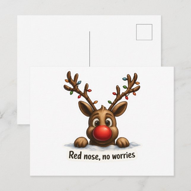 🎄 Funny Reindeer Holiday Card 🦌✨ (Front/Back)