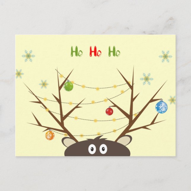 Funny Reindeer Holiday Postcard (Front)