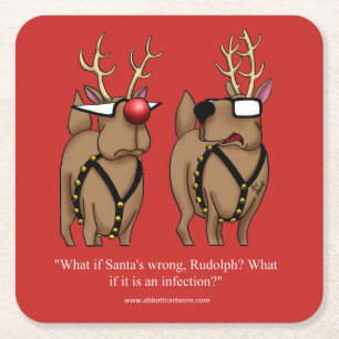 Funny Reindeer Humor Cartoon Holiday Coaster Gift