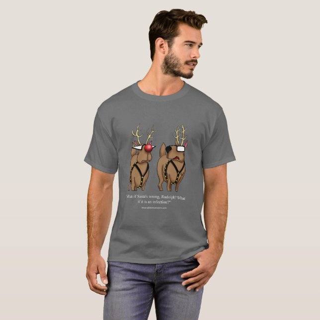 Funny Reindeer Humor Cartoon Tee Shirt (Front Full)