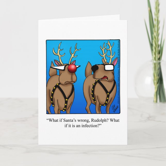 Funny Reindeer Humor Christmas Greeting Card (Front)