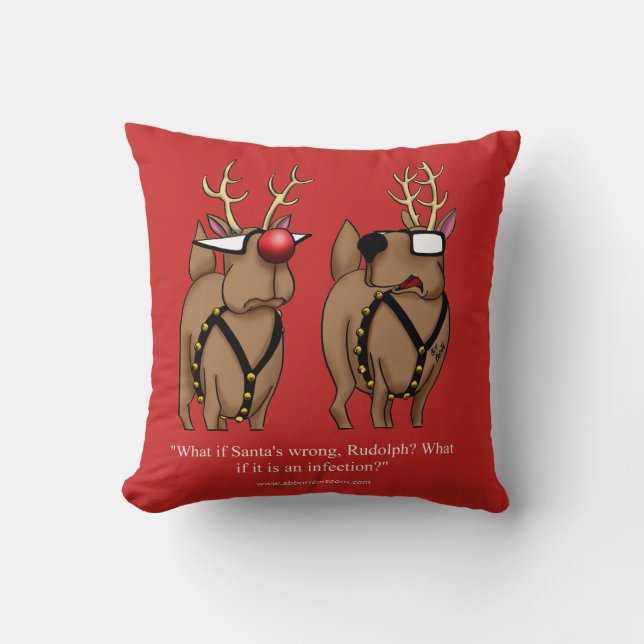 Funny Reindeer Humor Christmas Pillow Gift (Front)