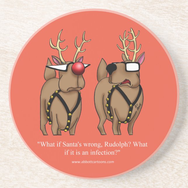 Funny Reindeer Humor Holiday Coaster Gift (Front)