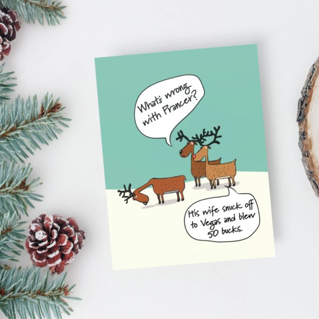 Funny Reindeer in Vegas Christmas Holiday Postcard (Creator Uploaded)