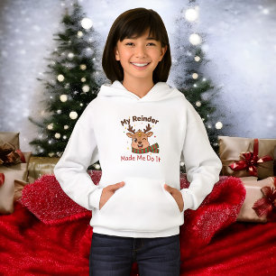 Funny Reindeer Made Me Do It Cute Xmas Humour Hoodie