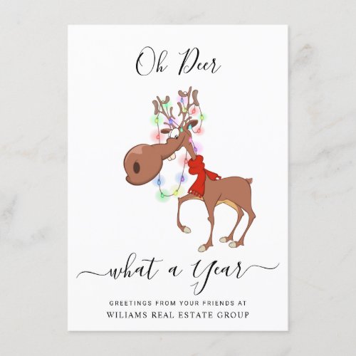 Funny Reindeer Merry Christmas Corporate Greeting Holiday Card