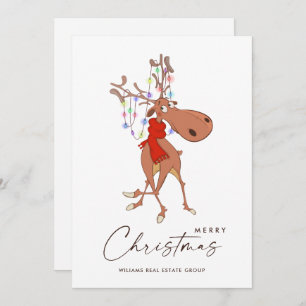 Funny Reindeer Merry Christmas Corporate Greeting Holiday Card