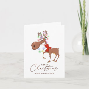 Funny Reindeer Merry Christmas Corporate Greeting Holiday Card