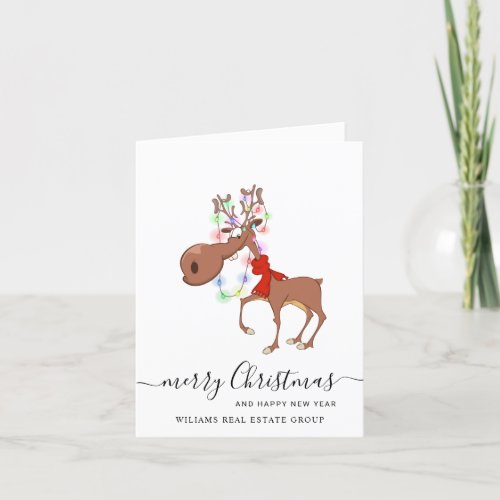 Funny Reindeer Merry Christmas Corporate Greeting Holiday Card