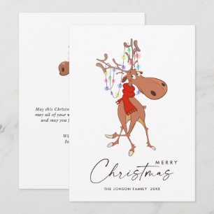 Funny Reindeer Merry Christmas Greeting Holiday Card