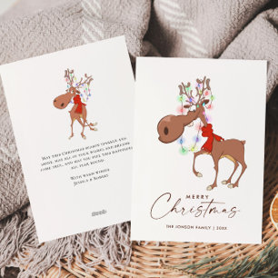 Funny Reindeer Merry Christmas Greeting Holiday Card
