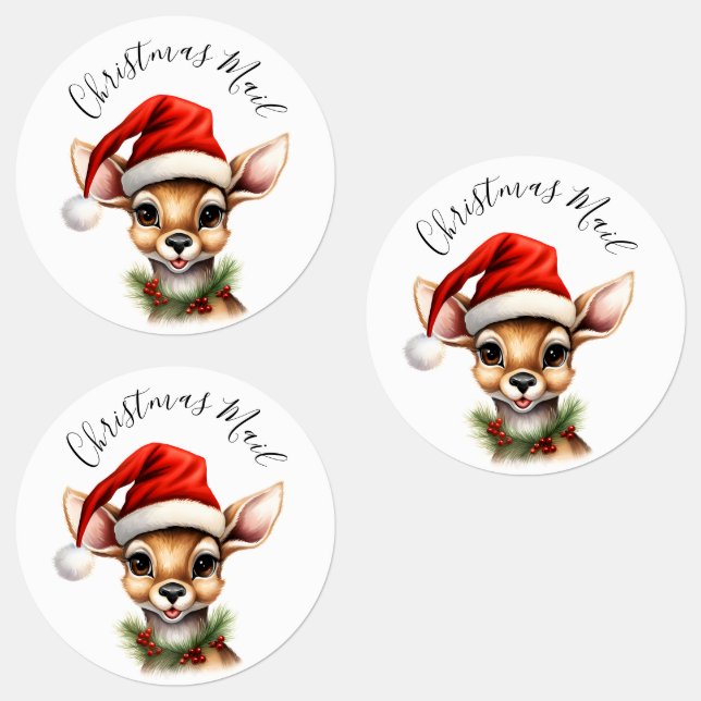 Funny Reindeer Modern Cute Christmas Labels (Group)