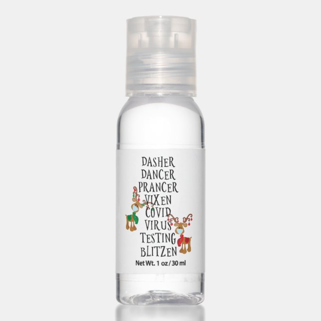 Funny Reindeer Names Christmas Covid Hand Sanitizer (Front)
