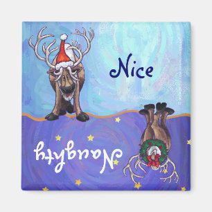 Funny Reindeer Naughty Nice Dishwasher Magnet