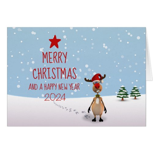 Funny Reindeer New Year Christmas Tree 2024