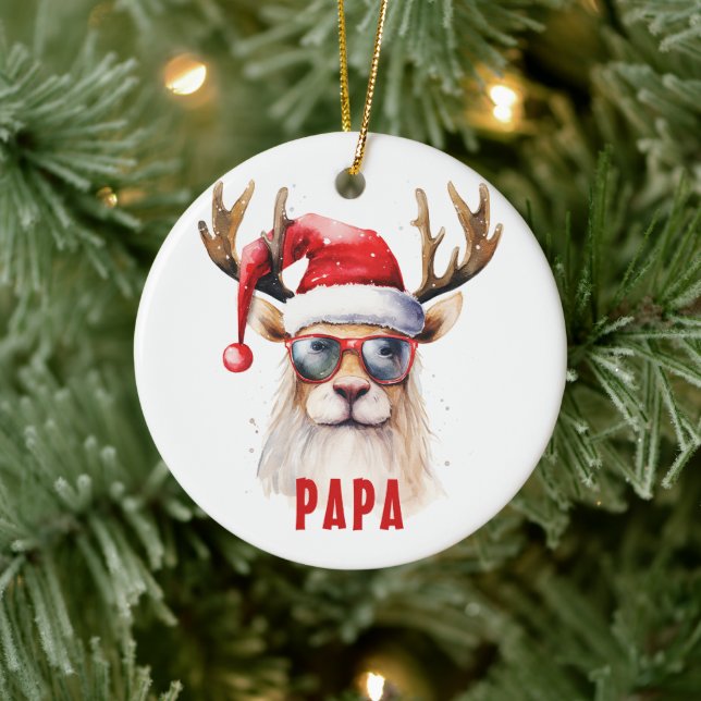 Funny Reindeer Papa Personalized Ornament (Tree)