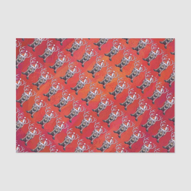 Funny Reindeer Pattern on Red Tissue Paper (Front)