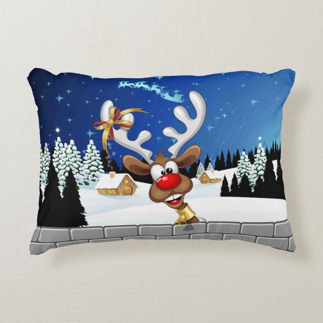 Funny Reindeer Peeking Christmas Meme  Accent Pillow (Front)