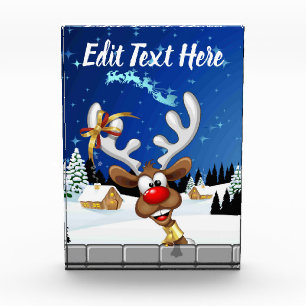 Funny Reindeer Peeking Christmas Meme  Acrylic Award