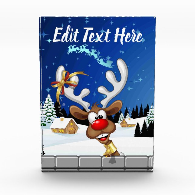 Funny Reindeer Peeking Christmas Meme  Acrylic Award (Front)