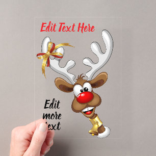Funny Reindeer Peeking Christmas Meme Acrylic Invitations