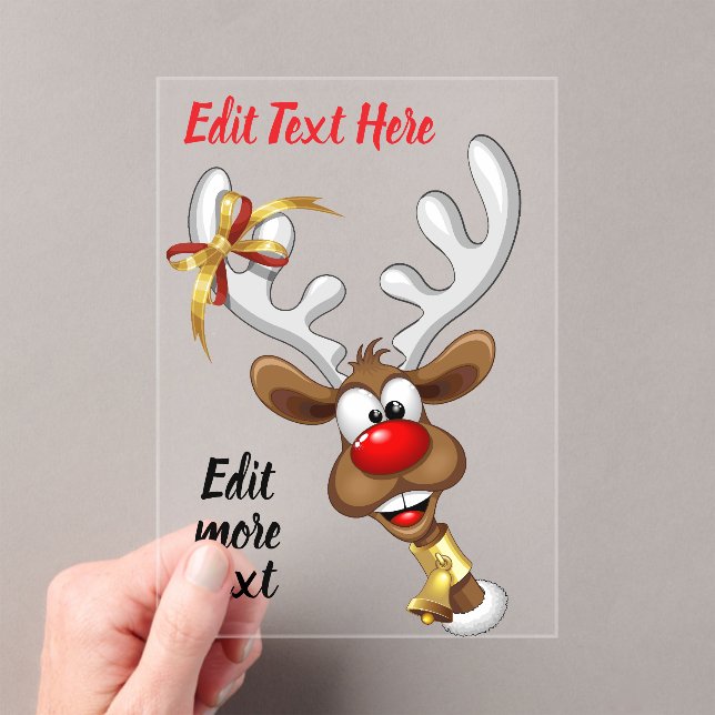 Funny Reindeer Peeking Christmas Meme  Acrylic Invitations (Insitu (Handheld))