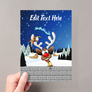 Funny Reindeer Peeking Christmas Meme Acrylic Invitations