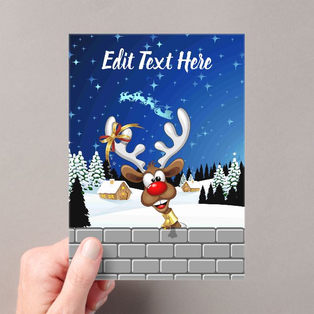 Funny Reindeer Peeking Christmas Meme  Acrylic Invitations (Insitu (Handheld))