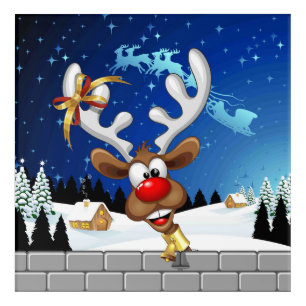 Funny Reindeer Peeking Christmas Meme  Acrylic Print