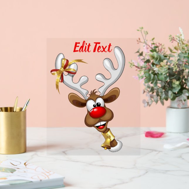Funny Reindeer Peeking Christmas Meme  Acrylic Sign (Wedding)