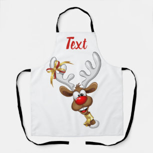 Funny Reindeer Peeking Christmas Meme Apron