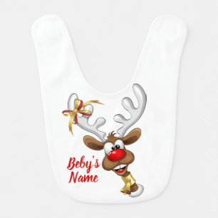 Funny Reindeer Peeking Christmas Meme  Baby Bib