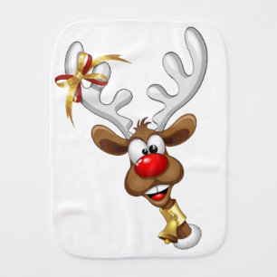 Funny Reindeer Peeking Christmas Meme  Baby Burp Cloth