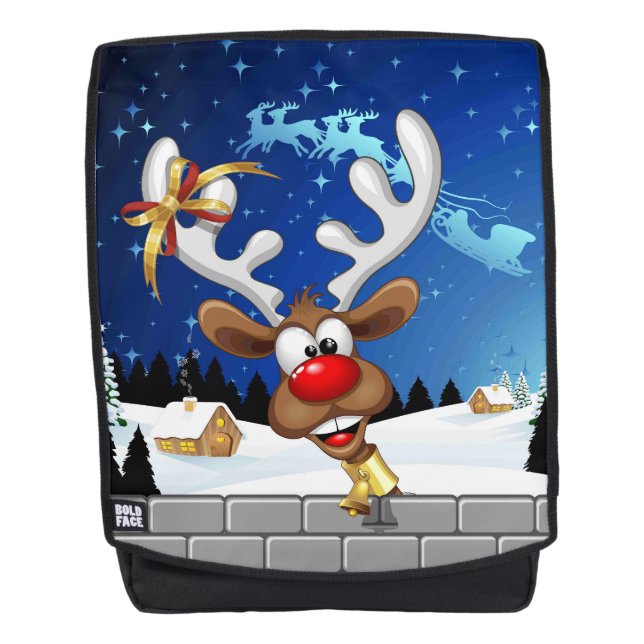 Funny Reindeer Peeking Christmas Meme  Backpack (Front)
