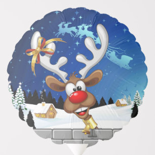 Funny Reindeer Peeking Christmas Meme Balloon
