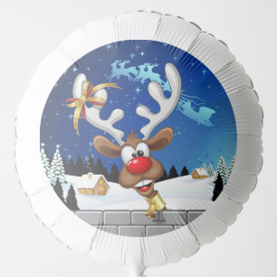 Funny Reindeer Peeking Christmas Meme Balloon