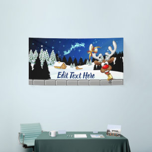 Funny Reindeer Peeking Christmas Meme Banner