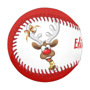 Funny Reindeer Peeking Christmas Meme Baseball