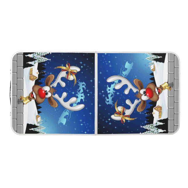 Funny Reindeer Peeking Christmas Meme  Beer Pong Table (Top)
